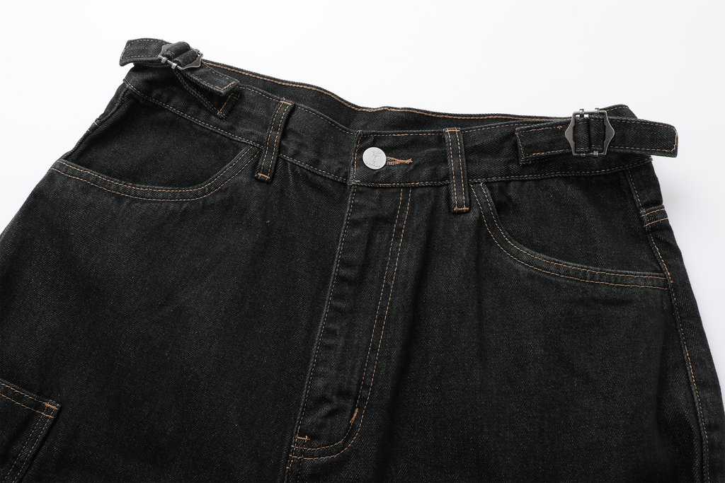 STEEPC Multi-Pocket Raw Denim Shorts