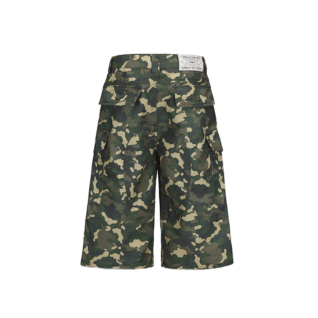 CYCYCY Camo Wide-Leg Cargo Shorts
