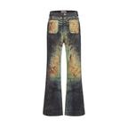 CYCYCY Iridescent Croc Full-Print Slim Flared Jeans
