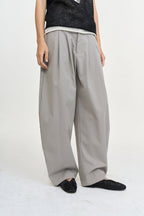 LEONSENSE Pleated Tencel Oversized Curved Pants