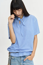 LEONSENSE Classical Striped Tie-Neck T-Shirt
