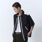 IN EXISTENCE Contrast-Panel Stitch Half Shirt