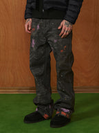 PMW Distressed Brush-Paint Straight-Leg Jeans