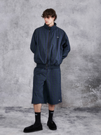 PMW Retro Plaid Drawstring Wide-Leg Shorts