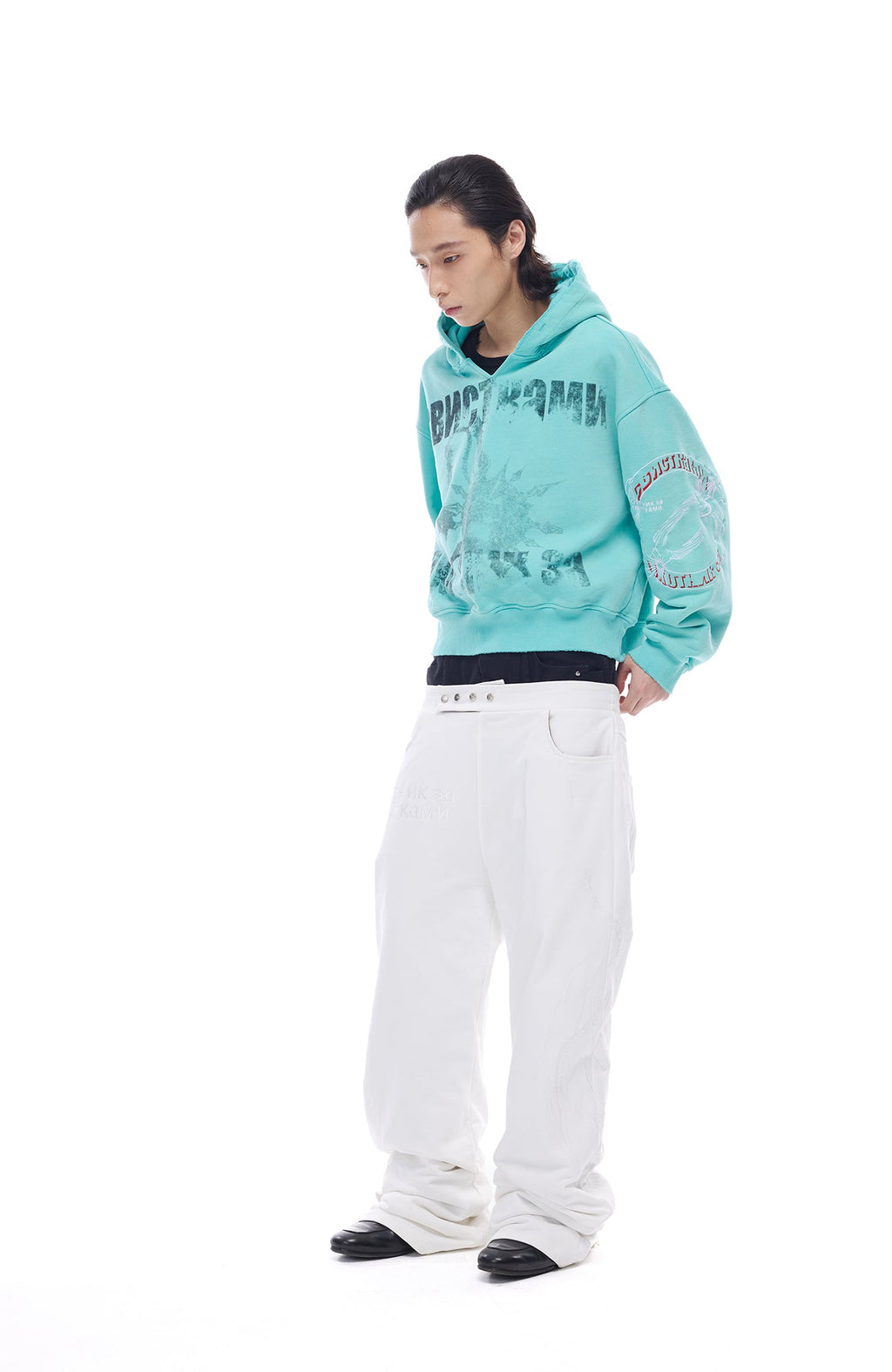 WHISTLEHUNTER Washed Graphic Embroidered Hoodie