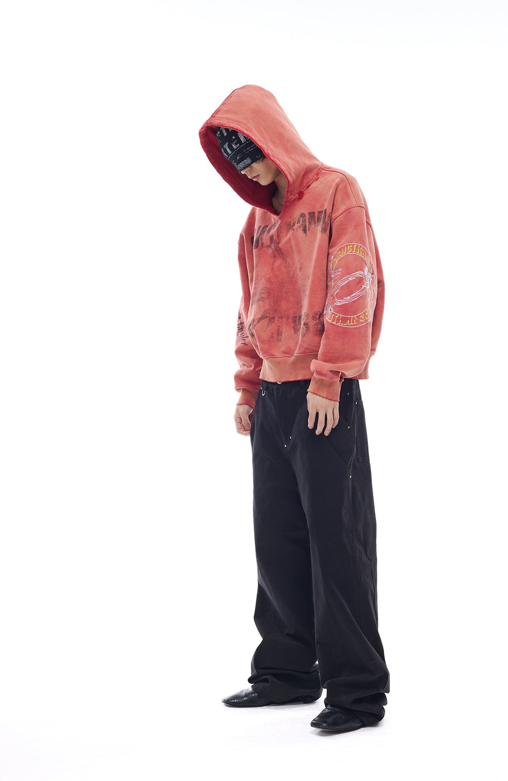 WHISTLEHUNTER Washed Graphic Embroidered Hoodie