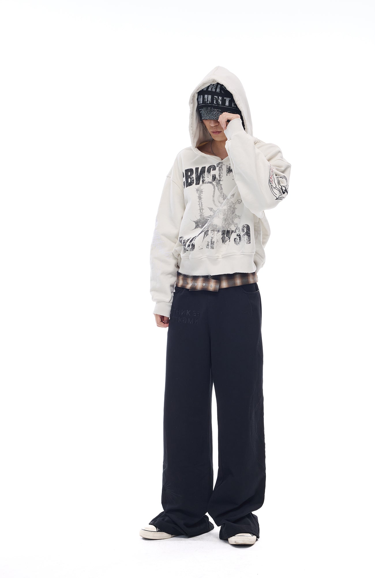WHISTLEHUNTER Washed Graphic Embroidered Hoodie
