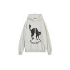 ERROR CODE ROBOT Black Cat Graphic Oversized Zip-Up Hoodie