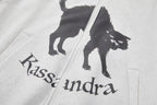 ERROR CODE ROBOT Black Cat Graphic Oversized Zip-Up Hoodie