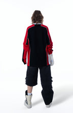MOGONGSHE Detachable Drape-Strap Washed Jeans