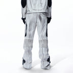 MOGONGSHE Distressed Techwear PU Moto Pants
