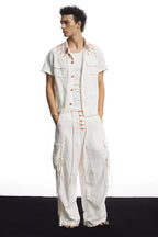 DND4DES Contrast Bullet Stitch Half Shirt