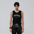 FACEONLAB Lace Trim Gothic Letters Sleeveless Tank