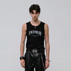 FACEONLAB Lace Trim Gothic Letters Sleeveless Tank