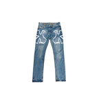 VINKID Dove Embroidered Distressed Stacked Jeans