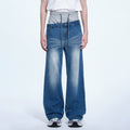 TIWILLTANG Layered Sweatband Washed Denim Pants