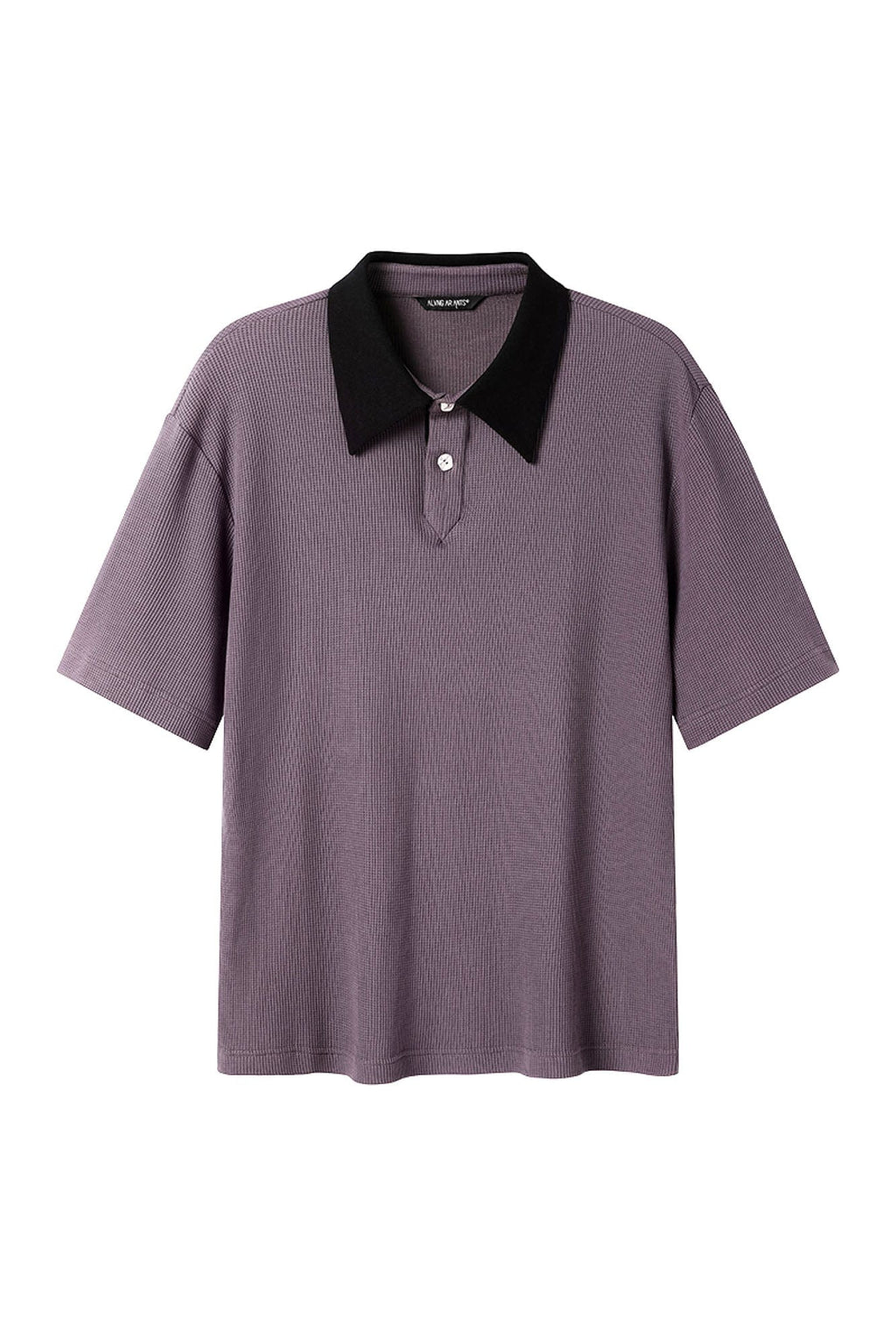ALVNG AR ANTS Contrast Collar Waffle Knit Polo Shirt