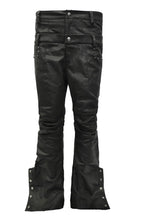 SSIN7 Double Waist Waxed Zip Flared Jeans