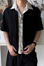 OKAYTHXBYE Double-Layer Floral Half Shirt