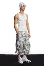 DND4DES Drawstring Camo Cargo Wide-Leg Shorts