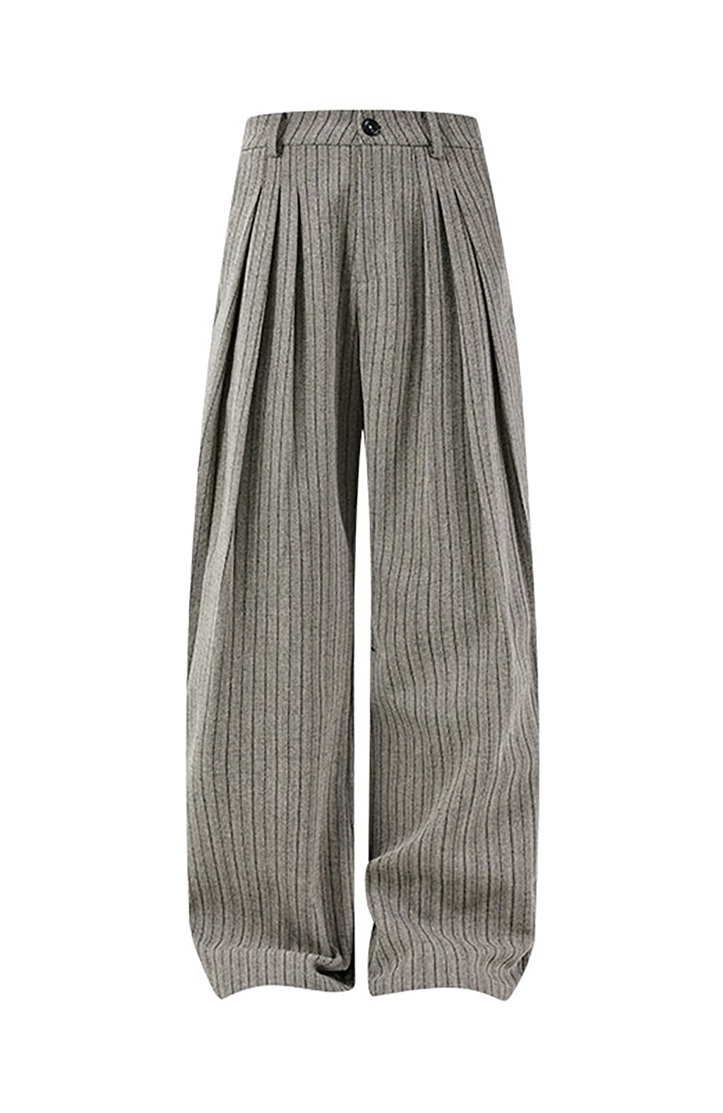 KREATE Pinstripe Pleated Draped Wide Trousers
