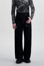 TIWILLTANG Contrast Stitched Straight-Leg Jeans