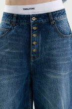 TIWILLTANG Retro Button-Up Straight-Leg Jeans