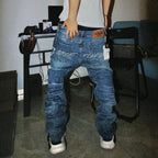 VINKID Dove Embroidered Distressed Stacked Jeans