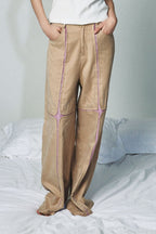 OIPWORD Middle Radiant Star Panel Wide-Leg Pants