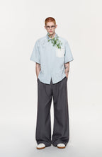 TIWILLTANG Floral Diamond Layered Pocket Half Shirt