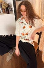 MIICHOUS Botanical Embroidered Half Shirt