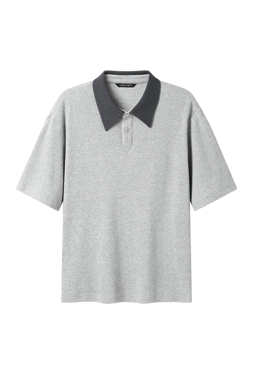ALVNG AR ANTS Contrast Collar Waffle Knit Polo Shirt
