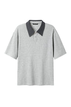 ALVNG AR ANTS Contrast Collar Waffle Knit Polo Shirt