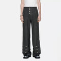 TIWILLTANG Asymmetrical Placket Stitched Wide-Leg Jeans