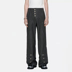 TIWILLTANG Asymmetrical Placket Stitched Wide-Leg Jeans