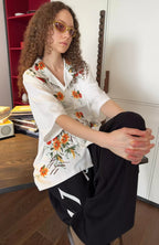 MIICHOUS Botanical Embroidered Half Shirt