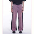 TIWILLTANG Distressed Contrast Paneled Wide-Leg Jeans