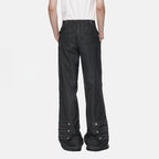 TIWILLTANG Asymmetrical Placket Stitched Wide-Leg Jeans