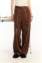 OIPWORD Middle Radiant Star Panel Wide-Leg Pants