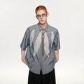 TIWILLTANG Leaf Lace Paneled Half Shirt