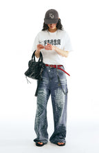1997 POSTOFFICE Poetry Graphic Straight-Leg Jeans