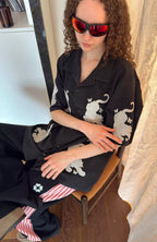 MIICHOUS Tiger Butterfly Satin Embroidered Half Shirt