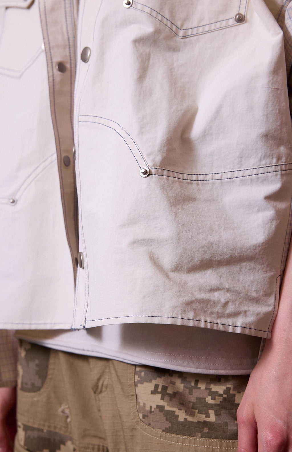 ERROR CODE ROBOT Multi-Studded Faux-Layer Short Sleeve Half Shirt