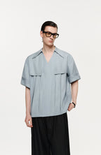 TIWILLTANG Layered Lapel Half Shirt