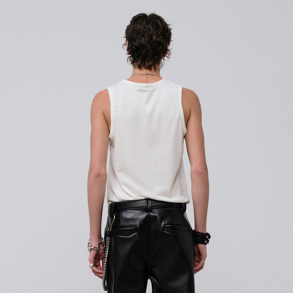 FACEONLAB Lace Trim Gothic Letters Sleeveless Tank
