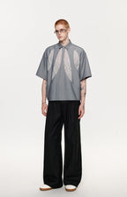 TIWILLTANG Leaf Lace Paneled Half Shirt