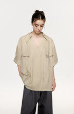 TIWILLTANG Layered Lapel Half Shirt