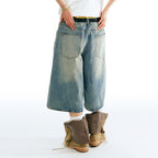 1997 POSTOFFICE Washed Wide-Leg Denim Shorts
