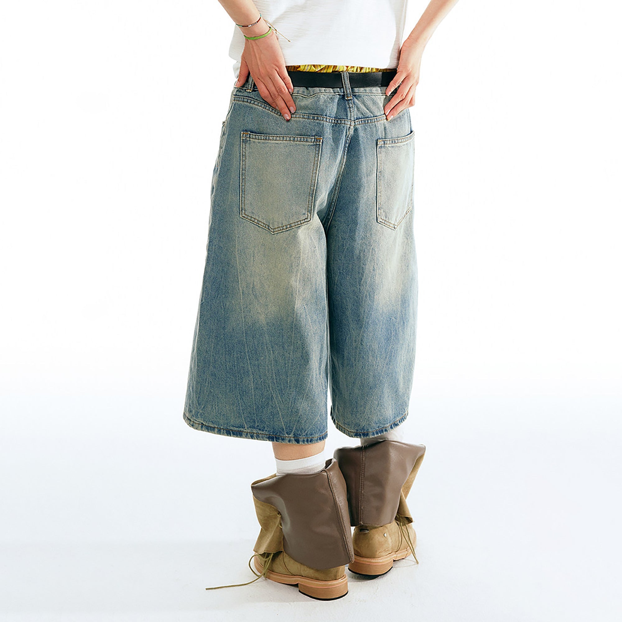 1997 POSTOFFICE Washed Wide-Leg Denim Shorts