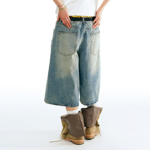 1997 POSTOFFICE Washed Wide-Leg Denim Shorts